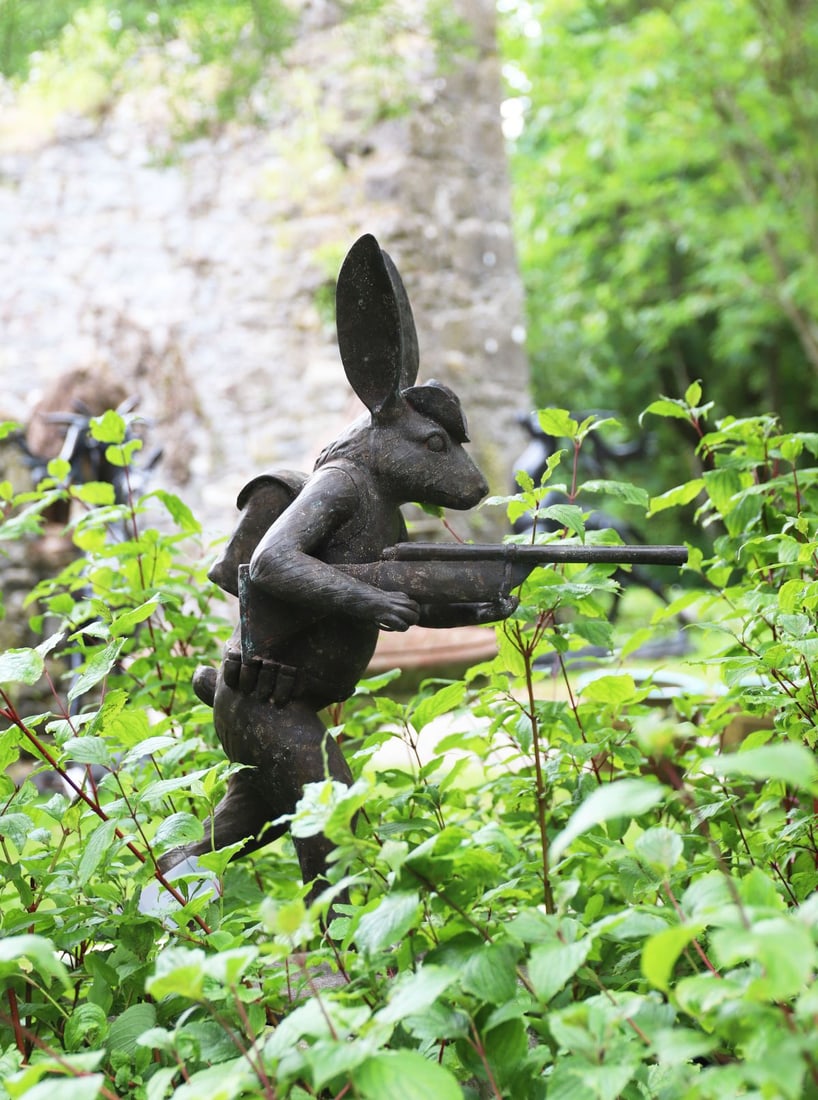 LIFE-SIZE BRONZE HARE SHOOTER SCULPTURE (1 of 3)