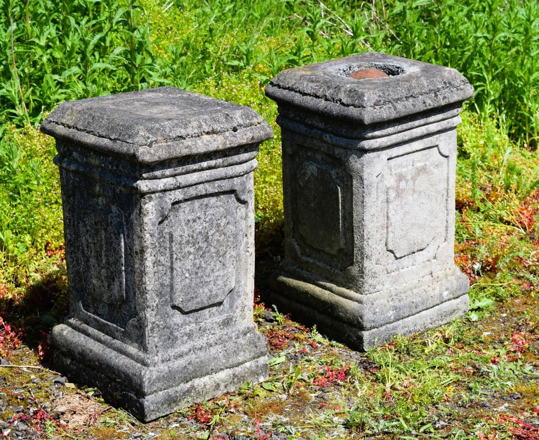 PAIR OF COMPOSITE STONE PEDESTALS (1 of 3)