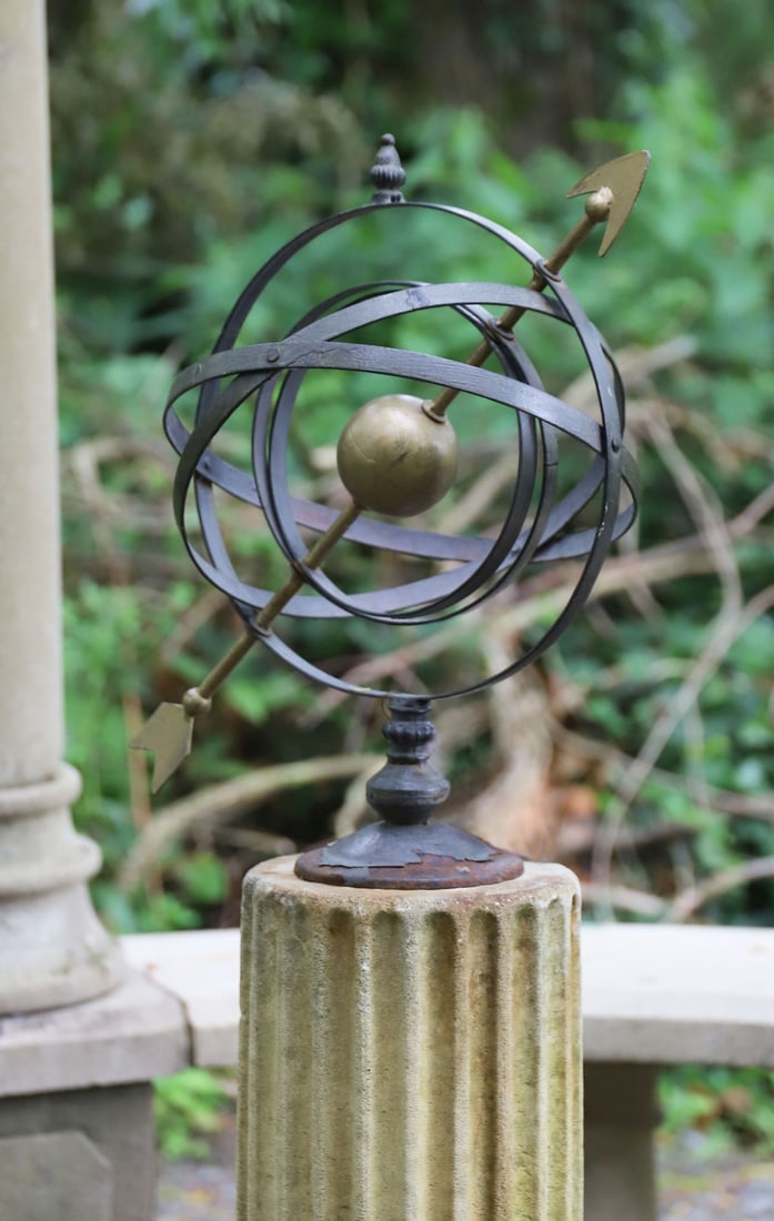ARMILLARY SPHERE ON FLUTED PEDESTAL (1 of 2)