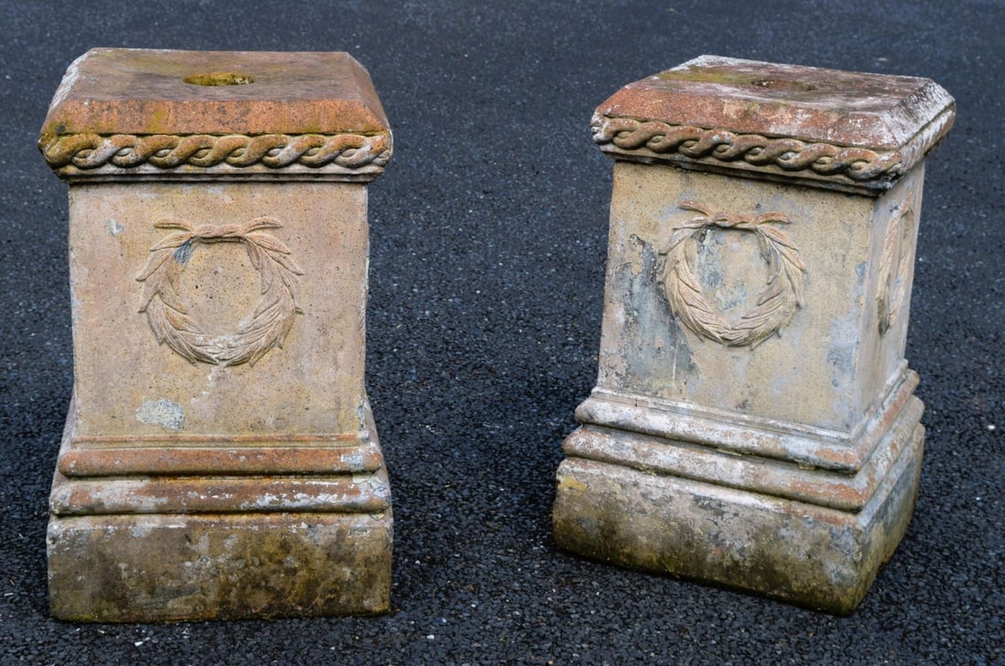 PAIR OF TERRACOTTA PEDESTALS (1 of 3)