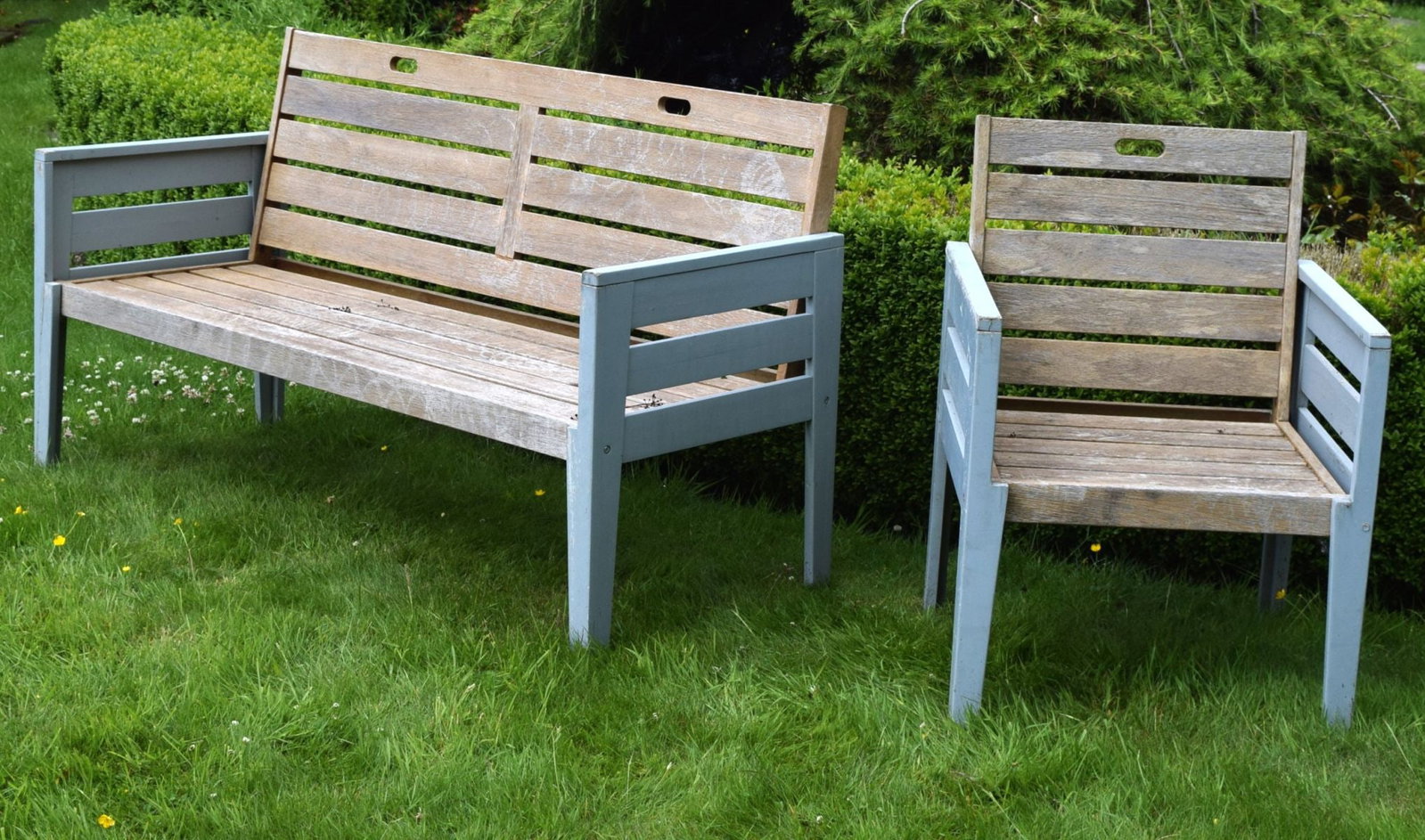 TEAK GARDEN BENCH AND ARMCHAIR (1 of 2)