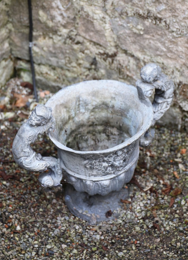 PAIR 18TH-CENTURY LEAD URNS (1 of 4)