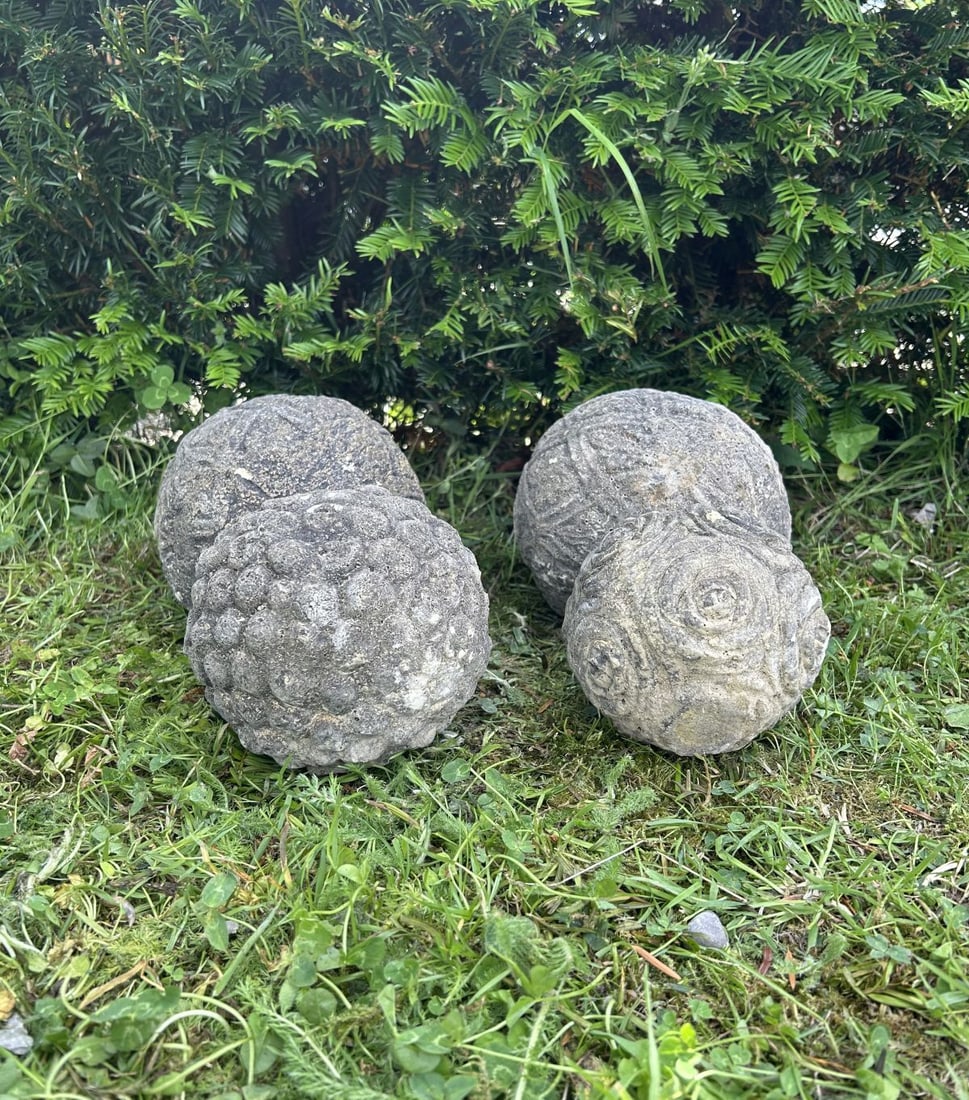 SET OF FOUR COMPOSITE STONE DECORATIVE SPHERES (1 of 1)