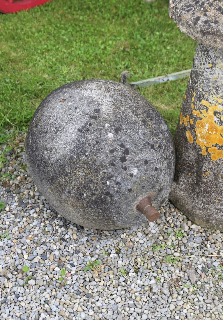 ANTIQUE STONE ROLLER: of ovoid form.