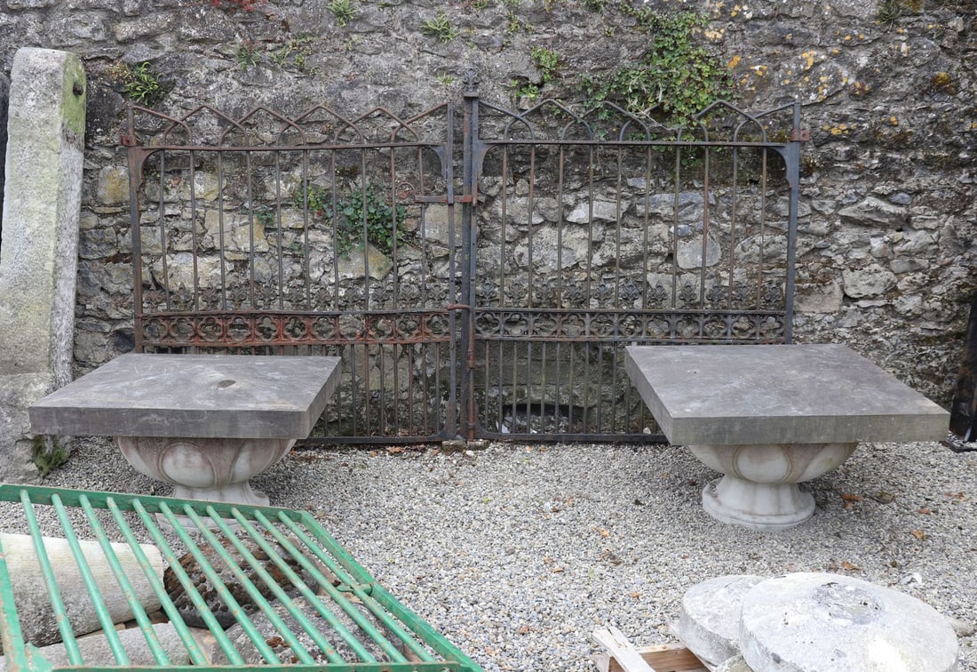 LARGE PAIR OF LIMESTONE PIER CAPS (1 of 3)