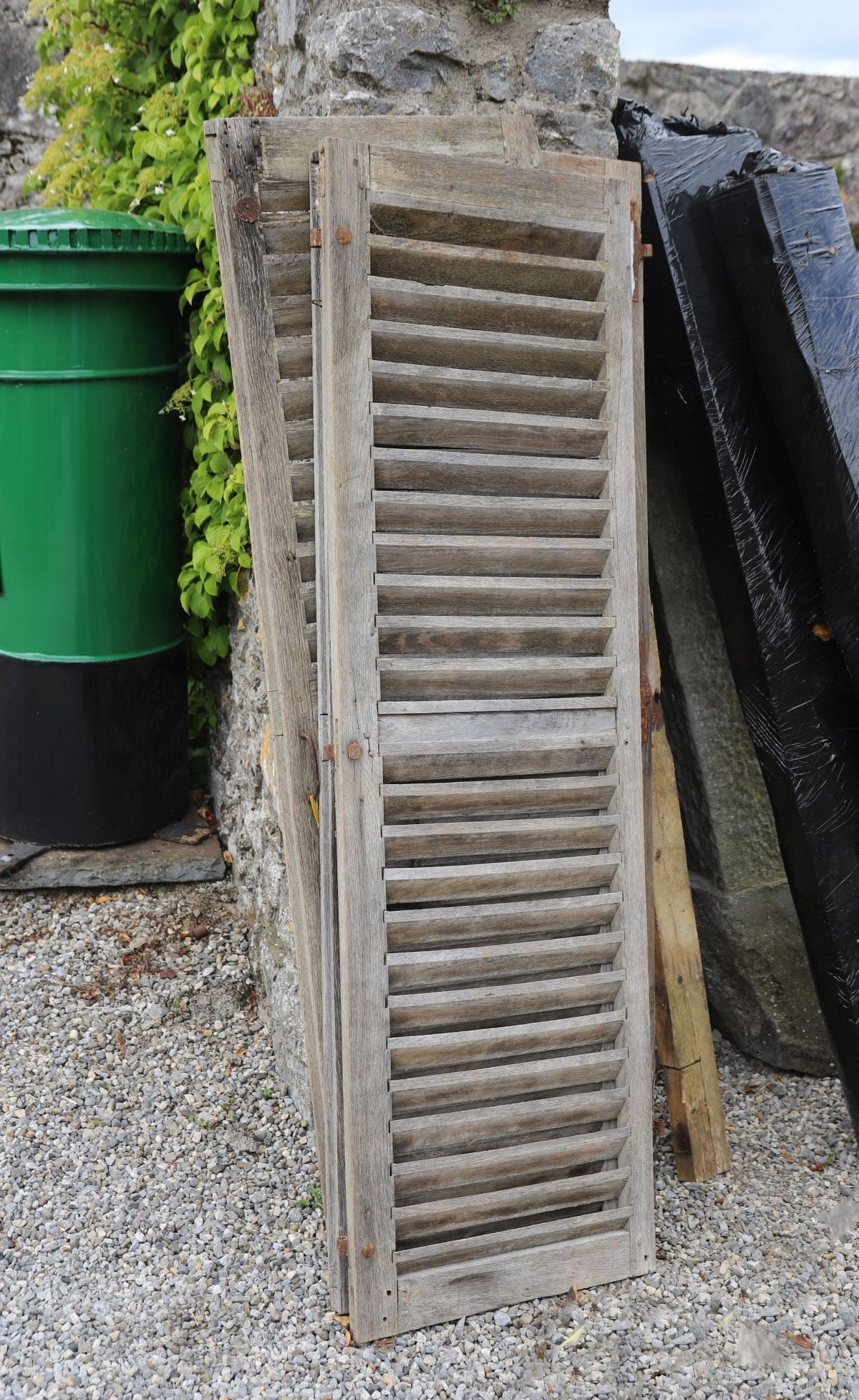PAIR OF HARDWOOD LOUVRED SHUTTERS (1 of 2)