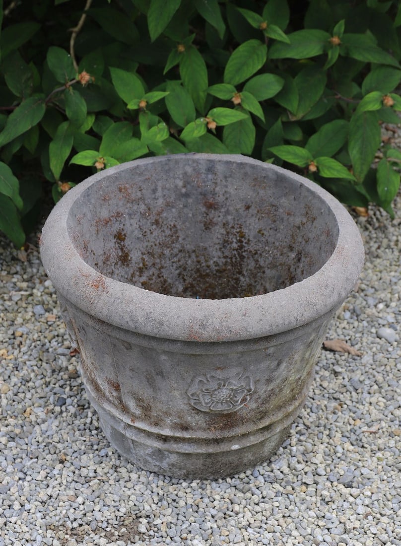 PAIR OF LARGE COMPOSITE STONE PLANTERS (1 of 3)