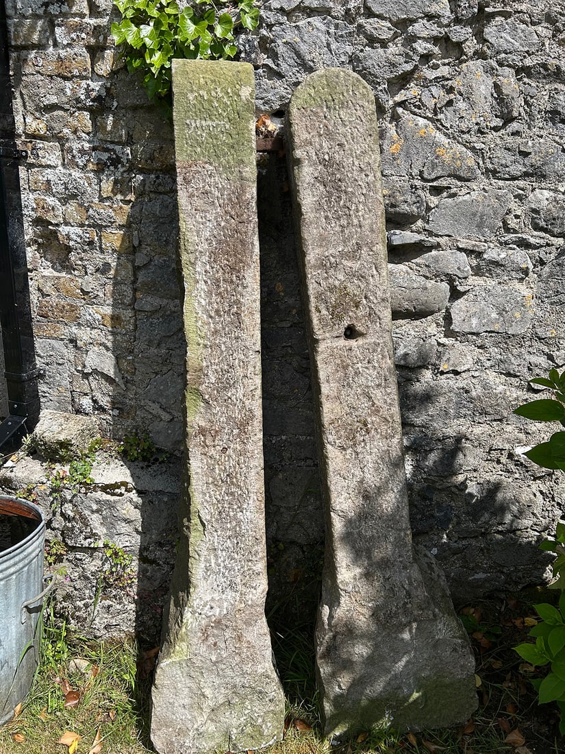 PAIR OF LIMESTONE GATE POSTS (1 of 1)