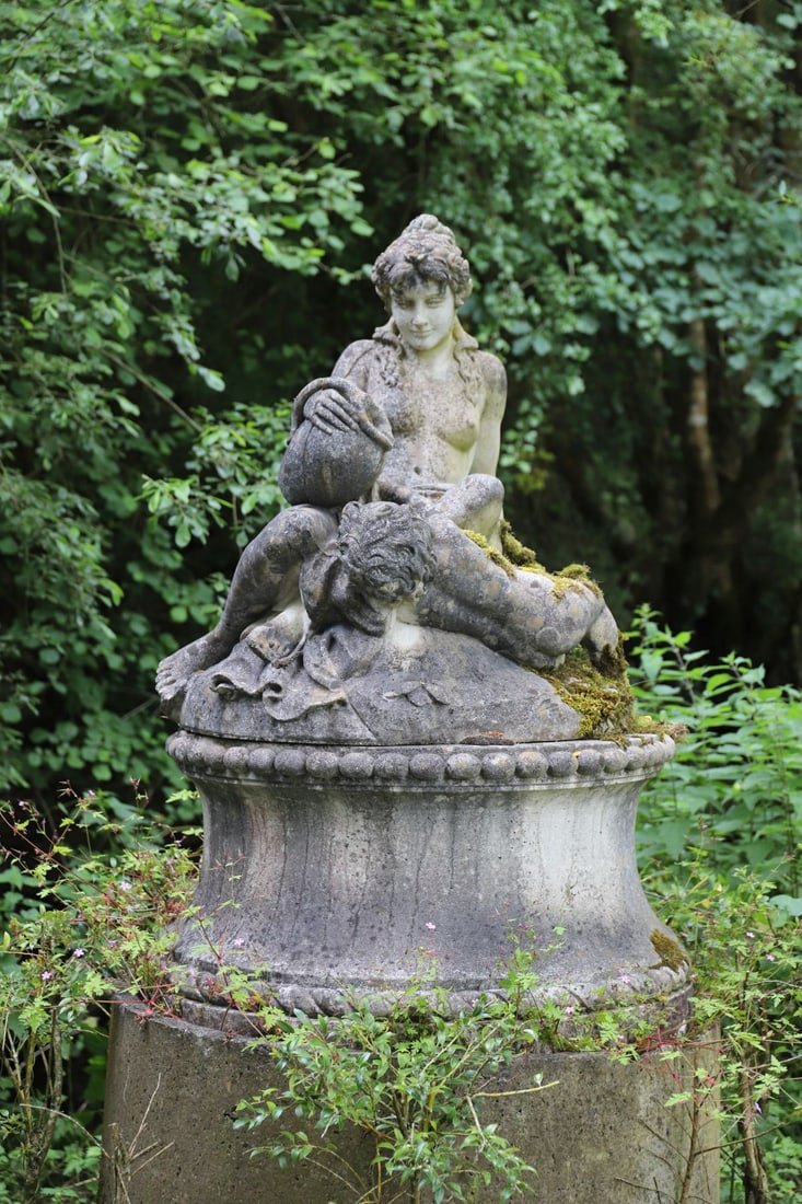 LARGE COMPOSITE STONE FIGURAL GARDEN FOUNTAIN (1 of 4)