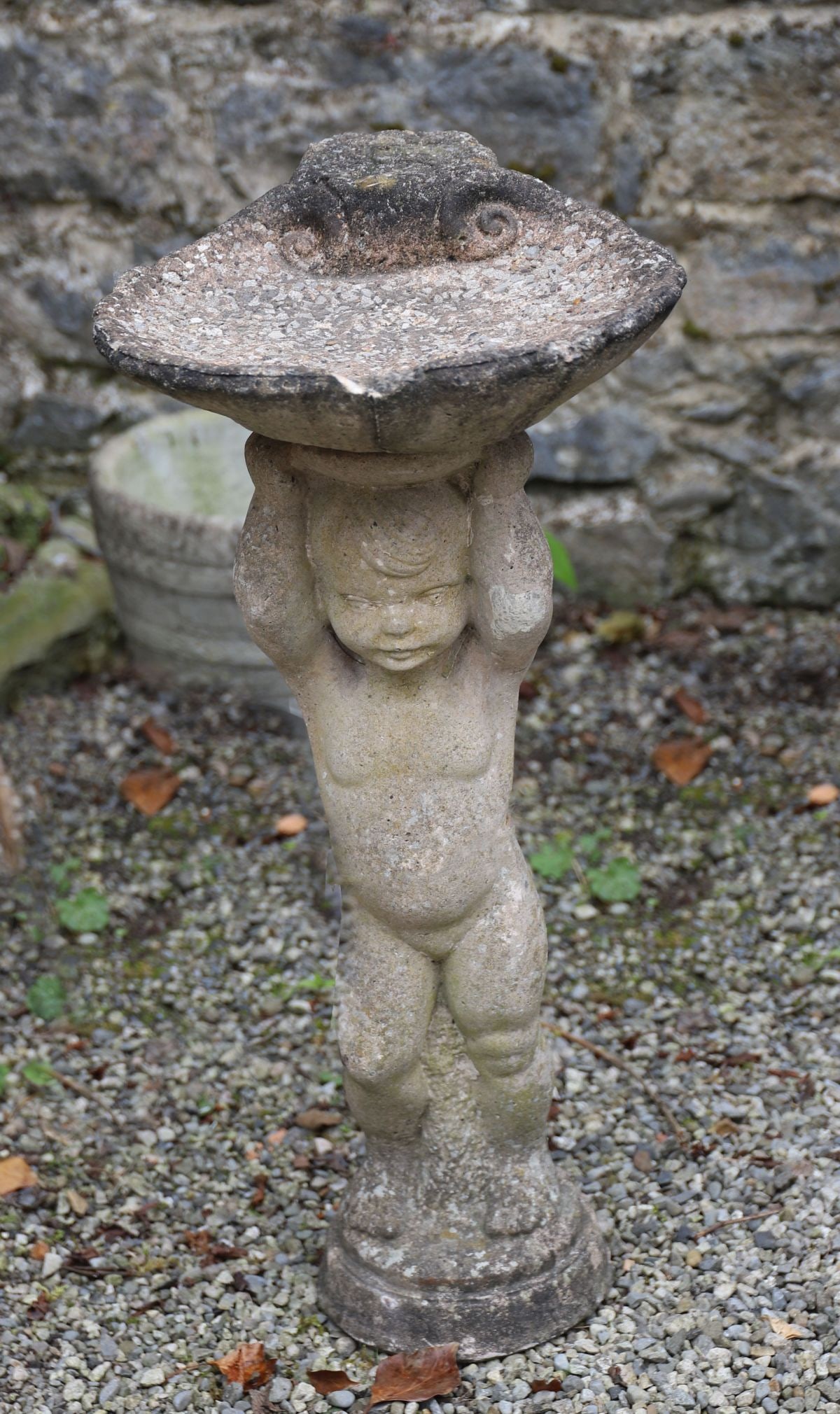 20TH-CENTURY COMPOSITE STONE CHERUB BIRD BATH (1 of 3)