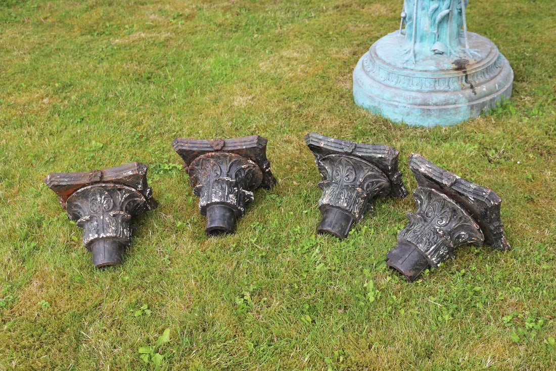 SET OF FOUR CAST IRON CORINTHIAN COLUMN BASES (1 of 3)
