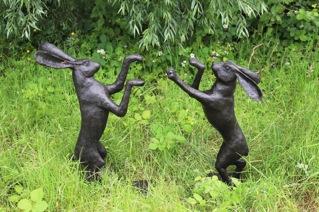 PAIR CONTEMPORARY BRONZE SCULPTURES (1 of 3)