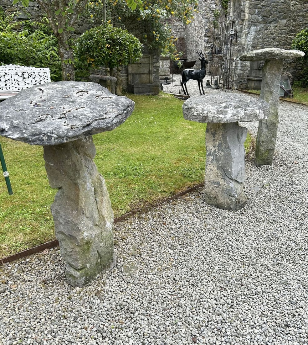 19TH-CENTURY LOT OF 2 LIMESTONE STADDLE STONES (1 of 1)