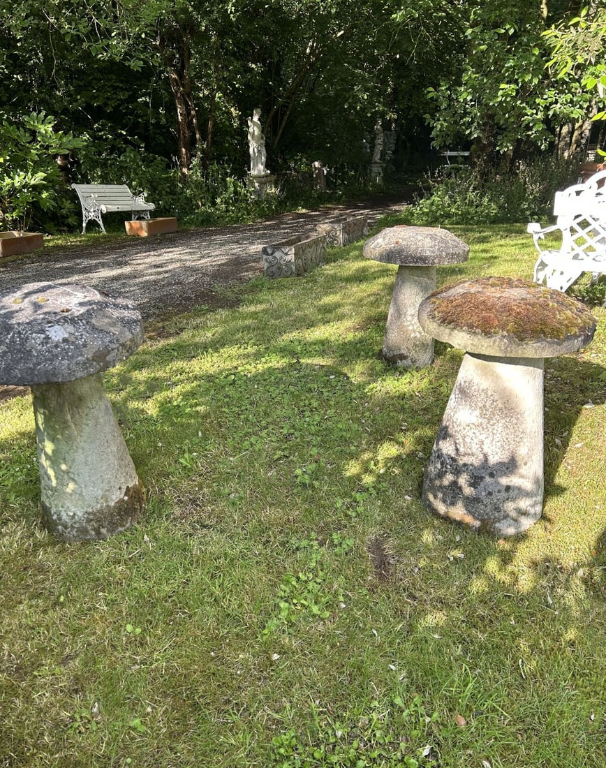 19TH-CENTURY LOT OF 3 LIMESTONE STADDLE STONES (1 of 1)