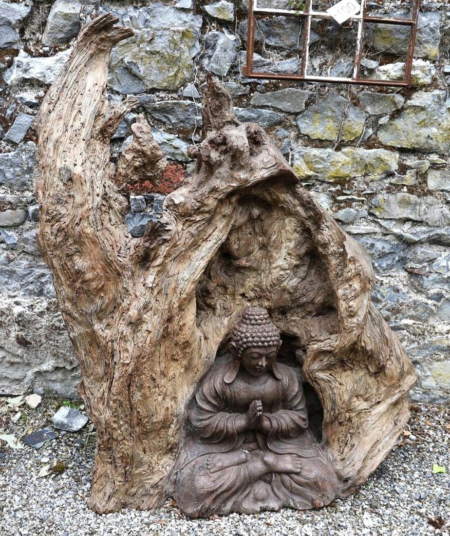 LARGE CHINESE QING CARVED WOOD SCULPTURE (1 of 2)
