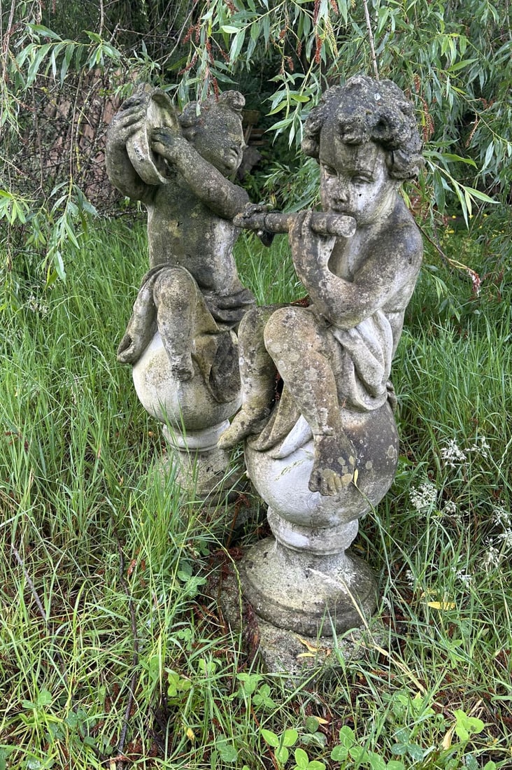 PAIR MOULDED STONE GARDEN SCULPTURE (1 of 1)