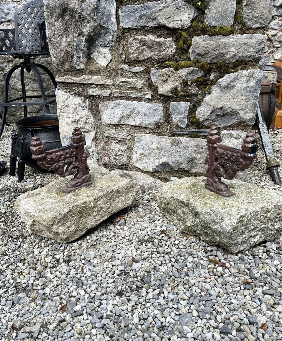 PR OF CAST IRON FOOT SCRAPERS ON GRANITE BLOCKS (1 of 1)