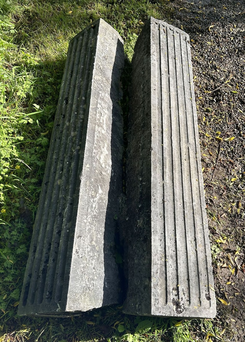 18TH-CENTURY LIMESTONE FLUTED PILLARS (1 of 1)