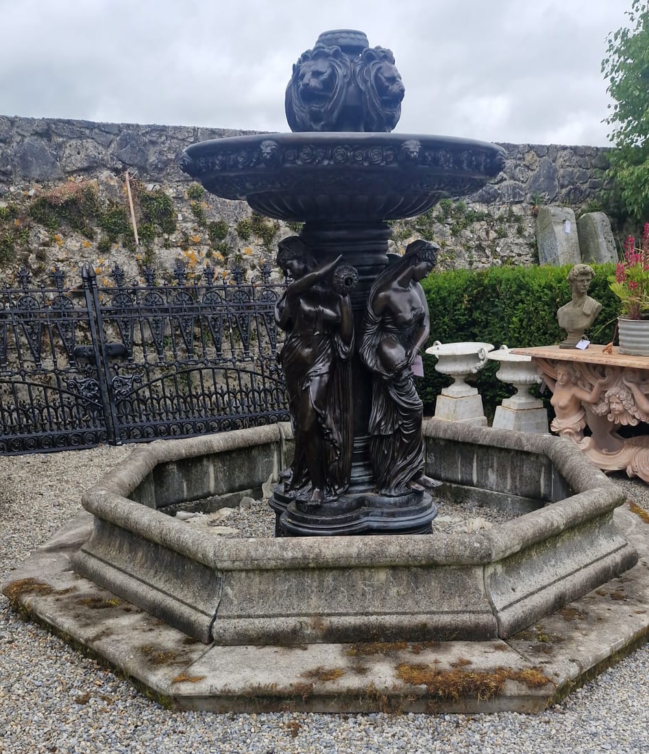 OCTAGONAL MOULDED STONE FOUNTAIN SURROUND (1 of 4)