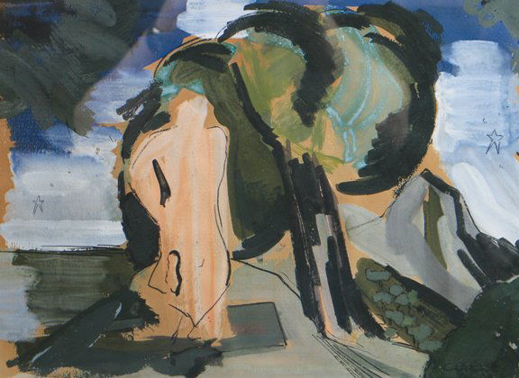 David Clarke, (1920–2005),: David Clarke, (1920–2005), (Son of Harry and Margaret Clarke), Abstract composition, Mixed media on paper, Signed and dated 1948