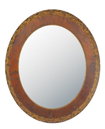 Nineteenth-century oak framed oval mirror: Nineteenth-century oak framed oval mirror 65 cm high