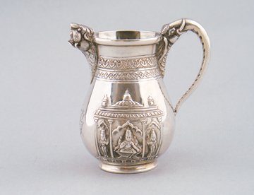 Superb Indian Colonial silver jug,: Superb Indian Colonial silver jug, by A. Bhicajee and Co., Bombay