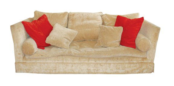 Pair of upholstered settees: Pair of upholstered settees each 220 cm. wide