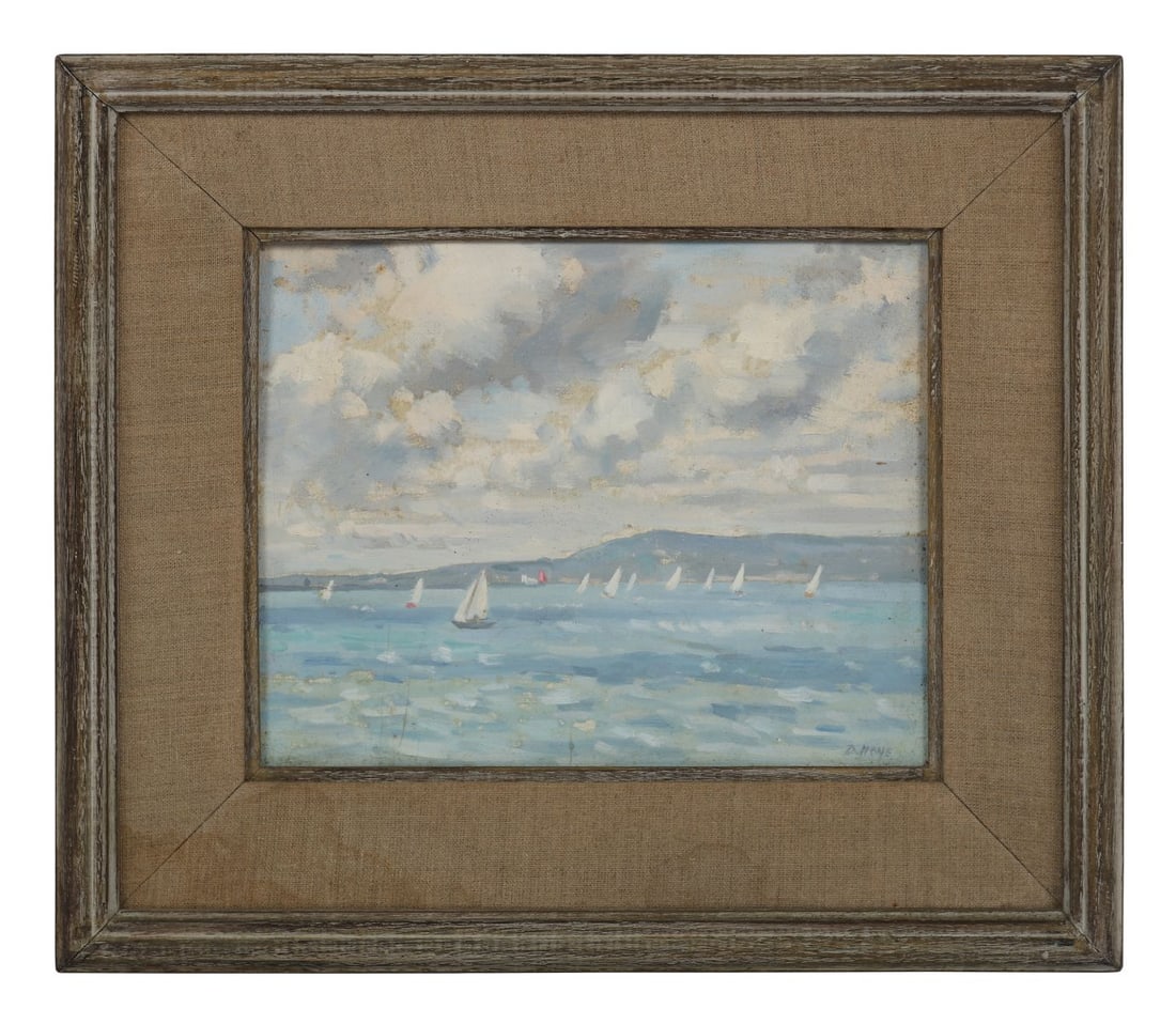 DAVID HONE PPRHA (1929 - 2023): Title: Towards HowthMedium: Oil on BoardSignature: Signed Lower Right and Inscribed VersoProvenance: The Dawson Gallery, Dublin (Framing Label Verso); Private CollectionFramed