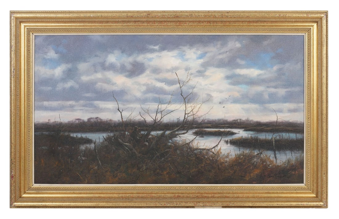 JOHN TRICKETT (BRITISH, B. 1952): Title: Looking Towards the MarshMedium: Oil on CanvasSignature: Signed Lower RightProvenance: Private CollectionFramed