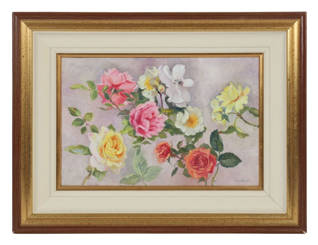 GERALDINE M. O'BRIEN (1922 - 2014): Title: Summer RosesMedium: Oil on Canvas Signature: Signed Lower Right and Titled VersoProvenance: Private CollectionFramed
