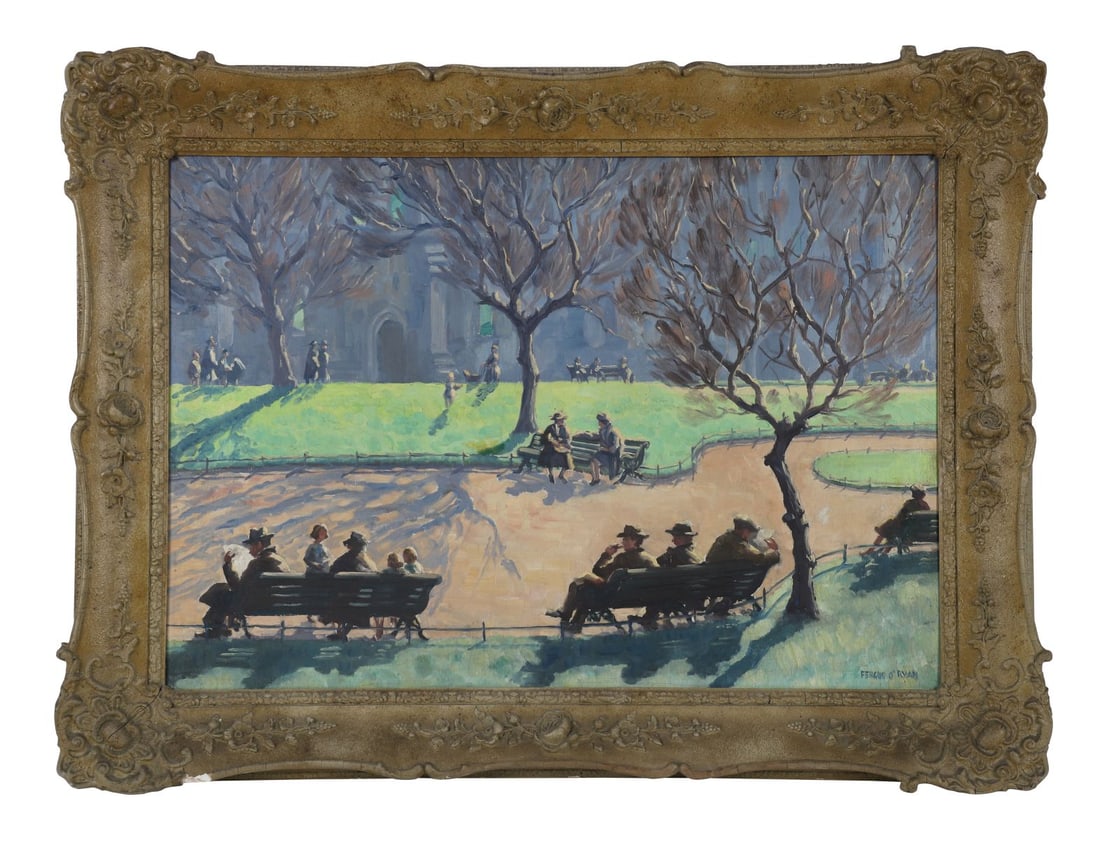 FERGUS O'RYAN RHA (1911 - 1989): Title: St. Patrick's Park, DublinMedium: Oil on BoardSignature: Signed Lower Right and Inscribed VersoProvenance: Private CollectionFramed