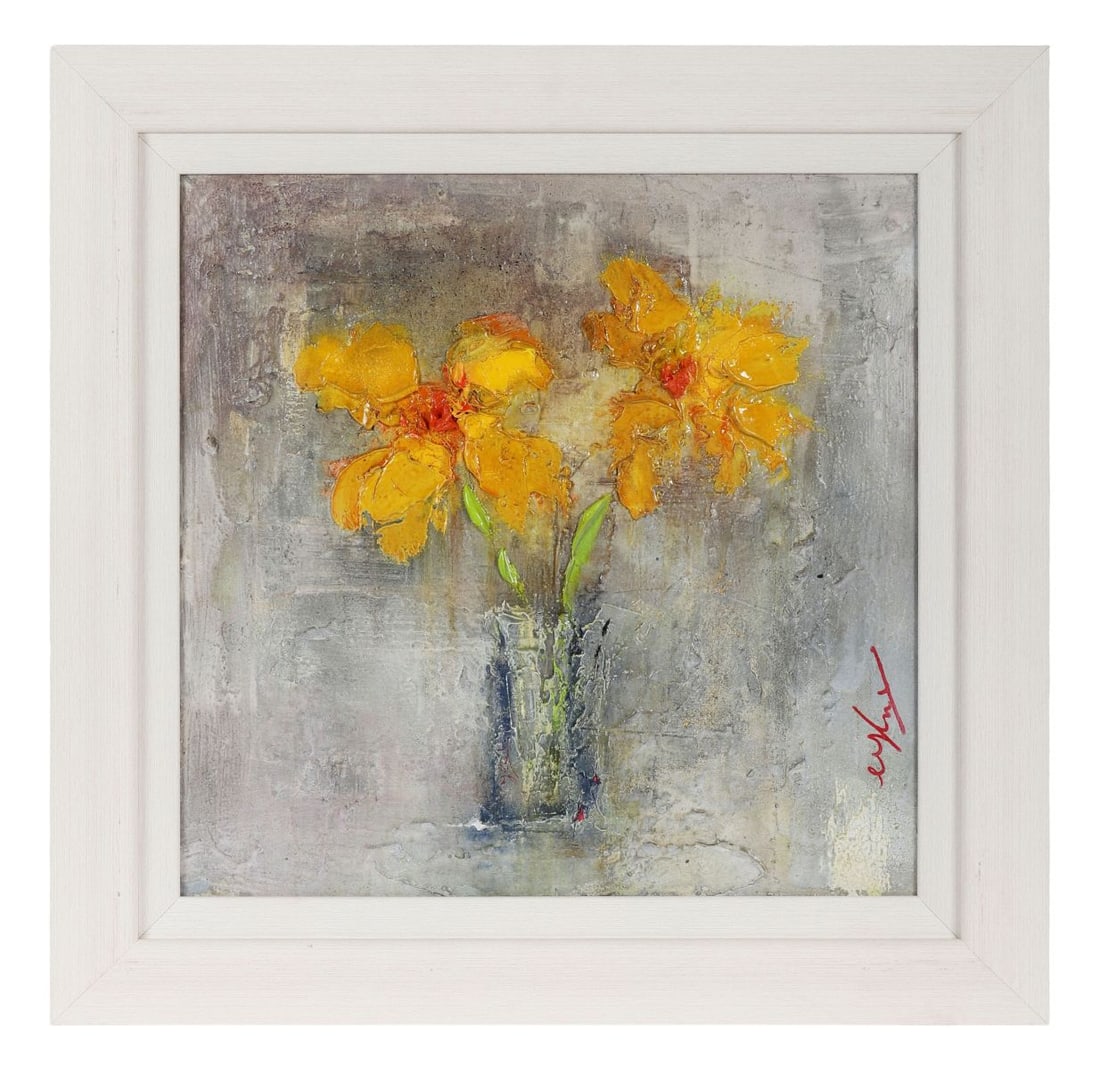 COLIN FLACK (B. 1973): Title: Still Life of Flowers in a VaseMedium: Acrylic on BoardSignature: Signed Lower RightProvenance: Private CollectionFramed