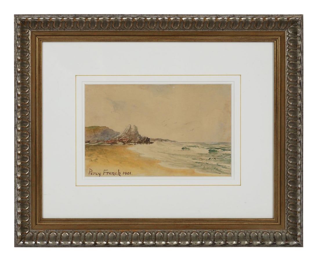 WILLIAM PERCY FRENCH (1854 - 1920): Title: On the Beach (1901)Medium: WatercolourSignature: Signed and Dated Lower LeftProvenance: Private CollectionFramed