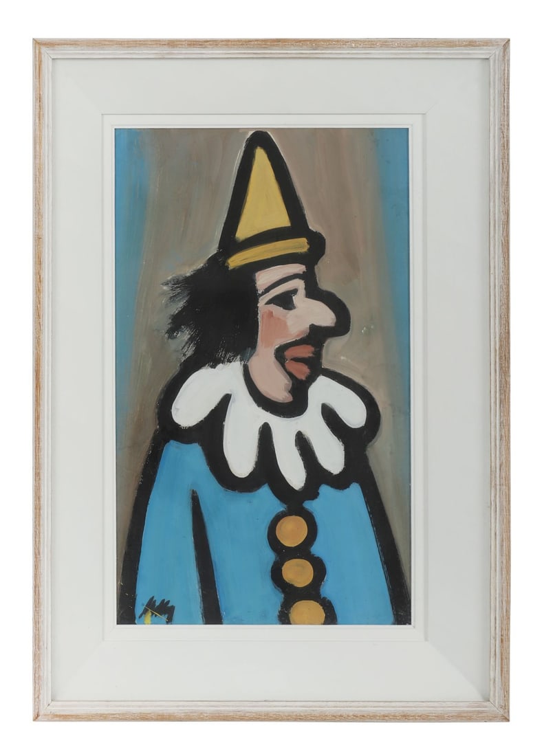 MARKEY ROBINSON (1918 - 1999): Title: Blue ClownMedium: GouacheSignature: Signed Lower LeftProvenance: The Sandford Gallery, Dublin (Label Verso); Private CollectionFramed