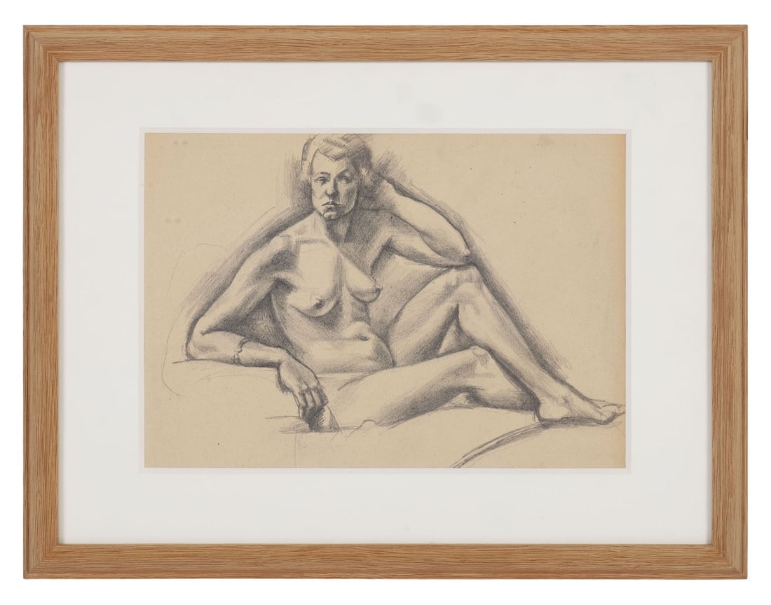 MAINIE JELLETT (1897 - 1944): Title: Seated Female NudeMedium: Pencil SketchSignature: UnsignedProvenance: The Collection of Bruce Arnold; Private CollectionFramed