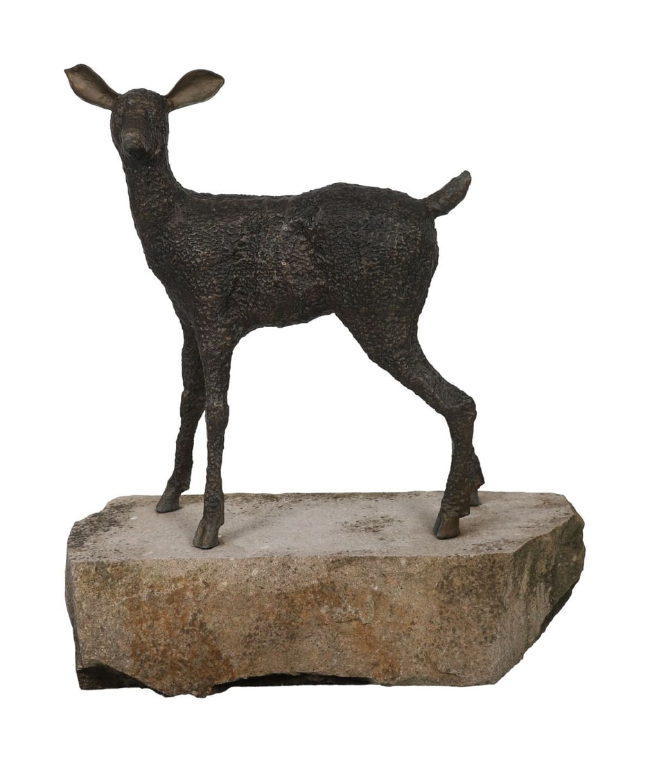 DONNACHA CAHILL (CONTEMPORARY): Title: FawnMedium: BronzeSignature: UnsignedProvenance: Commissioned from the artist by the Present Owner Note: Raised on a supporting Granite Base