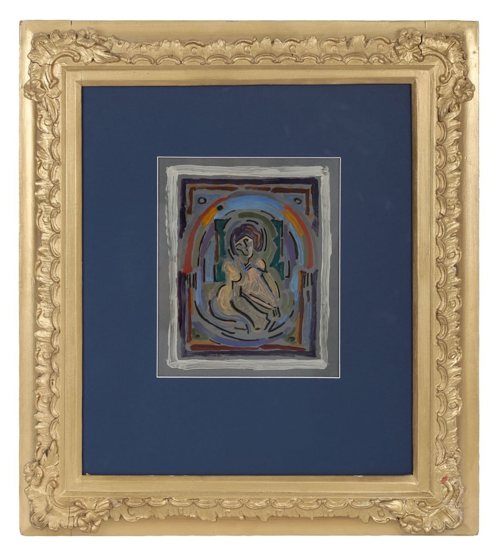ALBERT GLEIZES (1881 - 1953): Title: Stained Glass Study with a Madonna and Child Medium: GouacheSignature: Indistinctly Signed Lower LeftProvenance: The Collection of Jacques Vienot, friend of the artist, by descent; Private