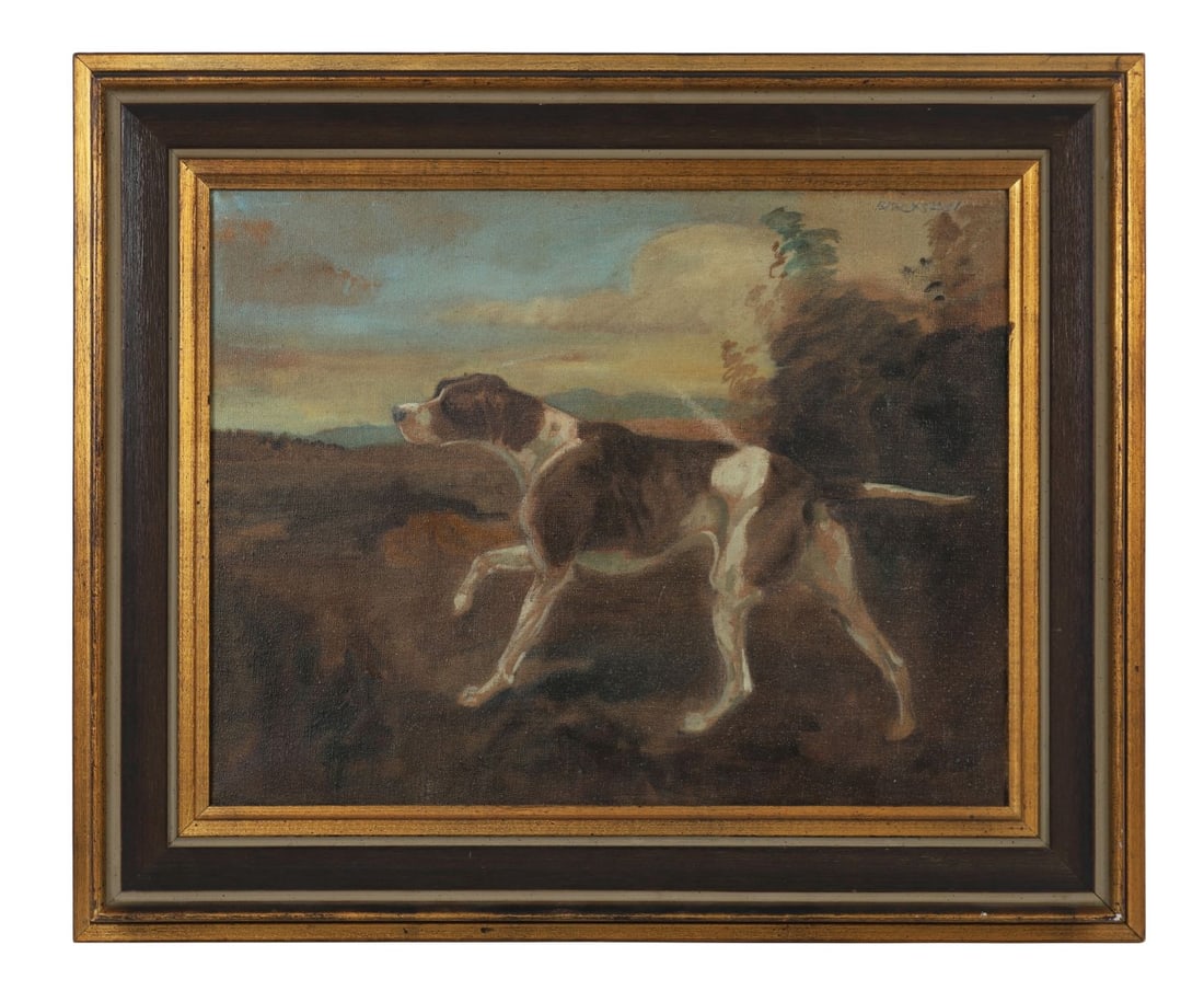 BASIL BLACKSHAW HRHA RUA (1932 - 2016): Title: English PointerMedium: Oil on CanvasSignature: Signed Upper RightProvenance: Gormley's Art Auctions, Belfast, 29 November 2022, Lot 41, Where acquired by Gerry CuddyFramedBasil Blackshaw Is a