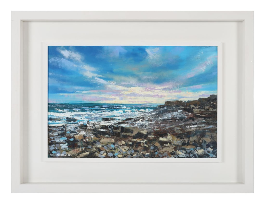 HENRY MORGAN (B. 1952): Title: Rocky Shoreline, Spanish Point (2026)Medium: Oil on CanvasSignature: Signed and Dated Lower Left; Inscribed VersoProvenance: Private Collection Framed