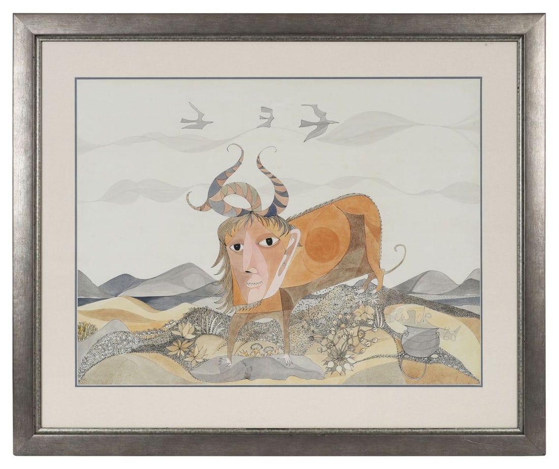 PAULINE BEWICK RHA (1935 - 2022): Title: Taurus (1968)Medium: WatercolourSignature: Signed and Dated Lower RightProvenance: The Dawson Gallery, Dublin (Framing Label Verso); Private CollectionFramed