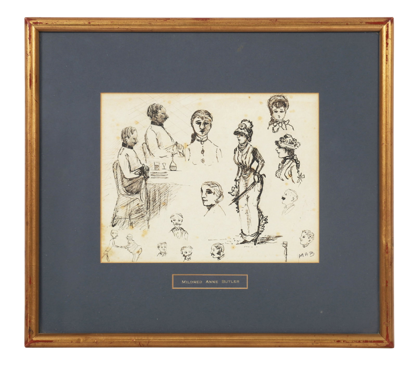 MILDRED ANNE BUTLER RA RWS (1858 - 1941): Title: Figure Studies of the Butler Family, Kilmurry HouseMedium: Pen and InkSignature: Signed Lower Right and Inscribed VersoProvenance: The Artist's Studio Sale, Christie's, London, October, 1981; P