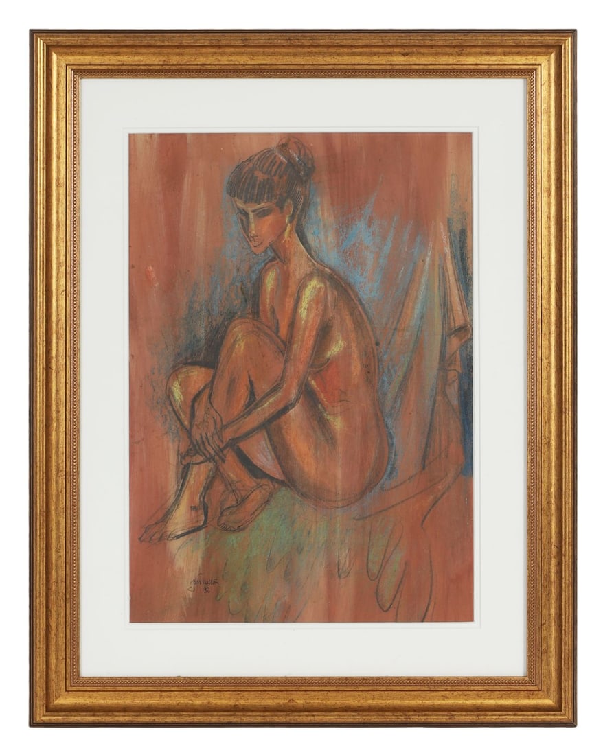 JOHN SKELTON (1923 - 2009): Title: Nude Study (1956)Medium: Mixed Media on CardSignature: Signed and Dated Lower LeftProvenance: Private CollectionFramed