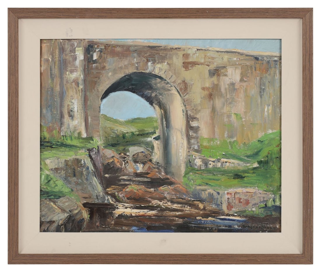DEBORAH BROWN (1927 - 2023): Title: Owena Glush, Co. Antrim (1946)Medium: Oil on CanvasSignature: Signed Lower Right and Inscribed VersoProvenance: Private Collection Framed
