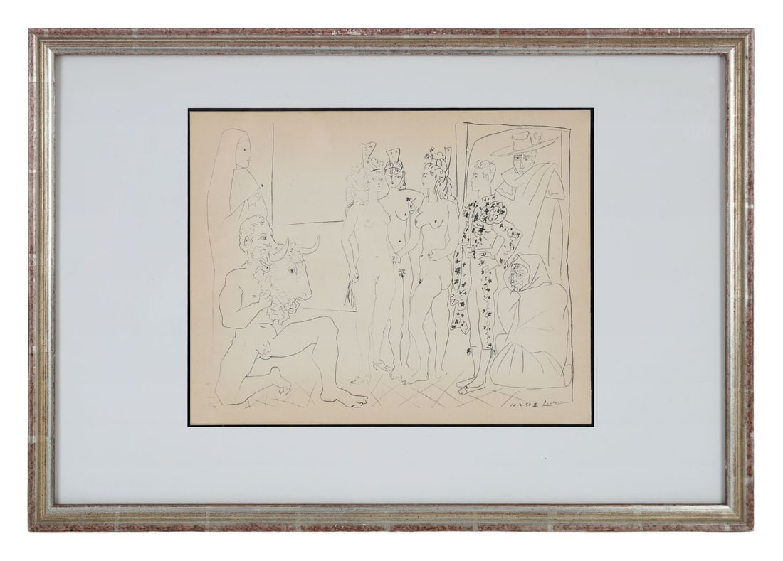 PABLO PICASSO (SPANISH, 1881 - 1973): Title: Three Women and Bullfighter (1954)Medium: Lithograph - Printed by Kunstverlag Fingerle and Co., Authorised reproduction by SPADEM in 1954Signature: Signed and Dated Lower RightProvenance: Priva