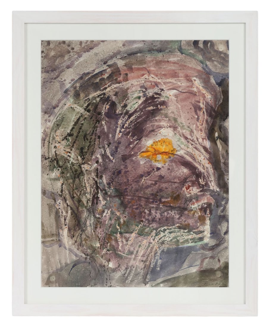 ALICIA BOYLE RBA RHA RUA (1908 - 1997): Title: Head with Orange EyeMedium: WatercolourSignature: Signed Lower Right and Inscribed VersoProvenance: Private CollectionFramed