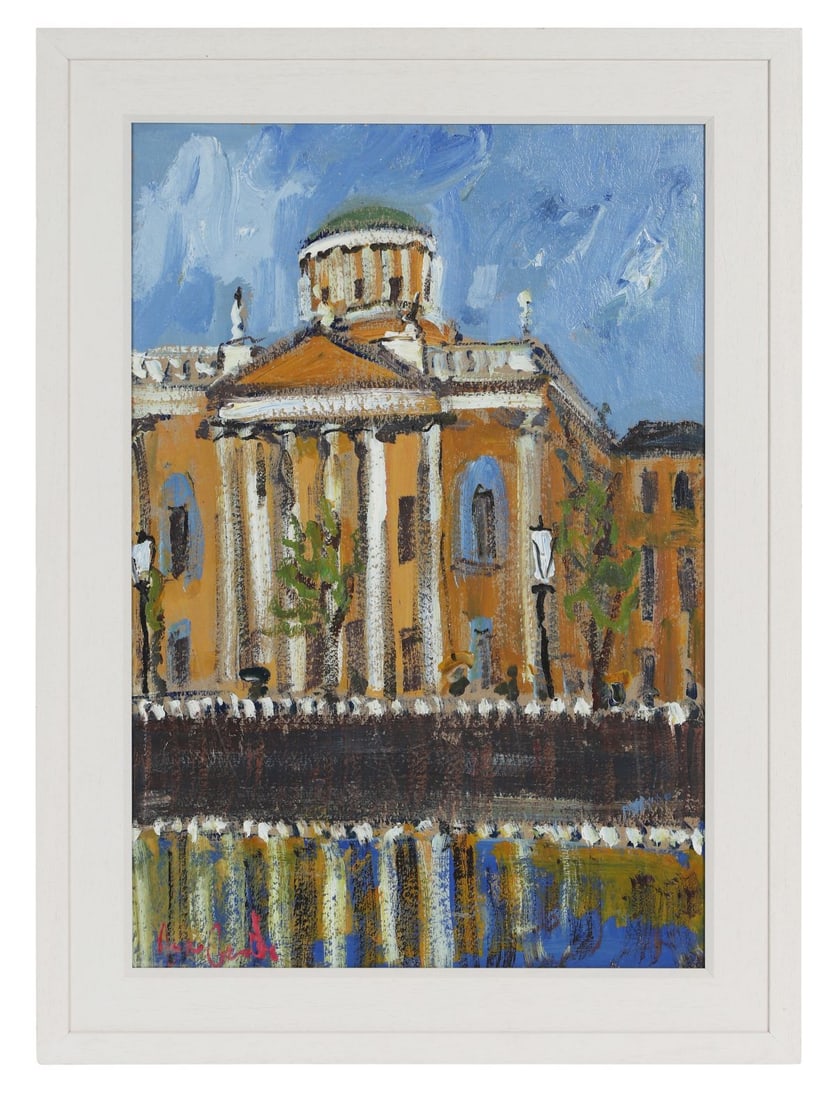 MARIE CARROLL (20TH CENTURY): Title: The Four Courts, DublinMedium: Acrylic on CardSignature: Signed Lower LeftProvenance: Private CollectionFramed