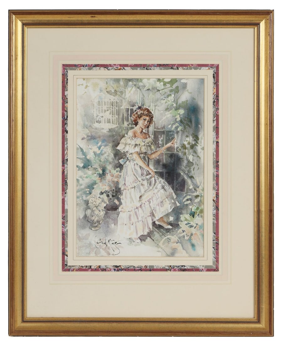 GORDON KING (1939 - 2022): Title: By the Garden HouseMedium: WatercolourSignature: Signed Lower LeftProvenance: Private CollectionFramed