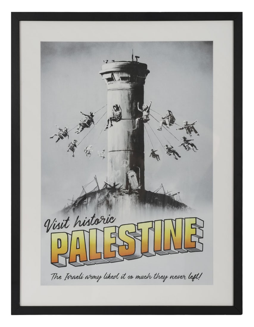 BANKSY (BRITISH, B. 1973): Title: Visit Historic PalestineMedium: Offset LithographSignature: UnsignedProvenance: The Walled Off Hotel, Bethlehem (Original Receipt Verso); Private CollectionFramed