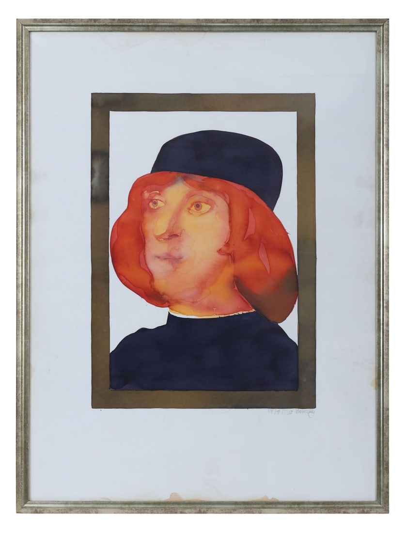 ALICE HANRATTY (1939 - 2025): Title: The Prophet (1979)Medium: GouacheSignature: Signed and Dated Lower RightProvenance: The Collection of Tommy Smith, Grogan's Pub, Dublin; Private CollectionFramed