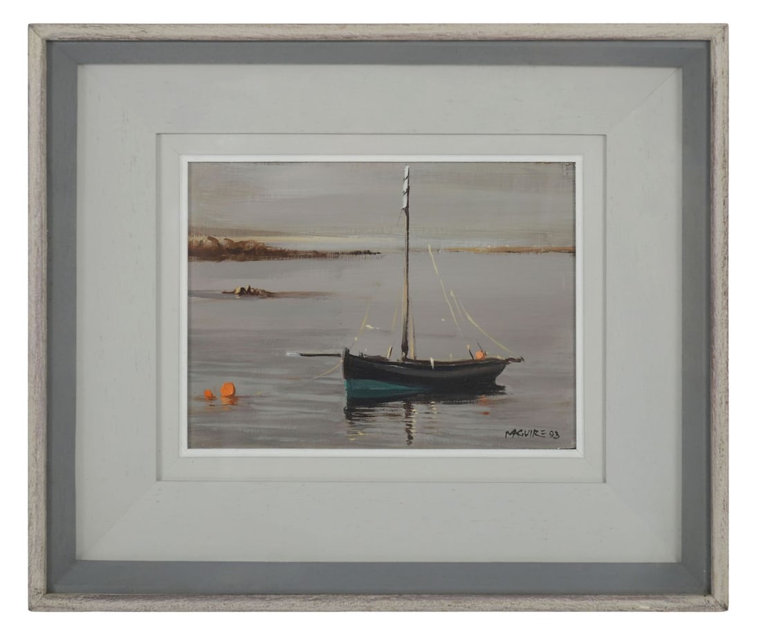 CECIL MAGUIRE RHA RUA (1930 - 2020): Title: Pucan Cloch Na Ron (1993)Medium: Oil on BoardSignature: Signed and Dated Lower Right; Inscribed VersoProvenance: Private CollectionFramed